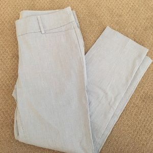 Blue and white pinstripe Ann Taylor crop pant